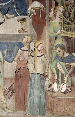 Satan Asking God to Tempt Job, detail of musicians, 1356-67 (fresco) de also Manfredi de Battilori Bartolo di Fredi