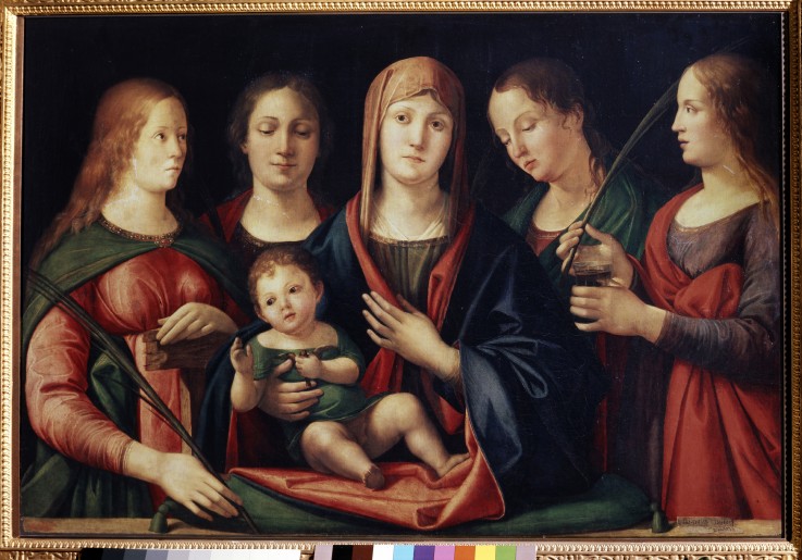 Madonna and Child with Mary Magdalen, Saint Catherine and two Saints de Alvise Vivarini