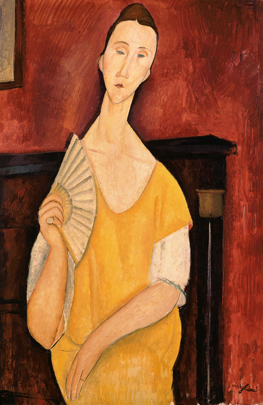 Mujer con abanico (Lunia Czechowska) de Amadeo Modigliani