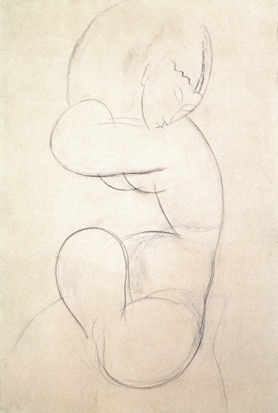 Seated Female Nude (blue chalk) de Amadeo Modigliani