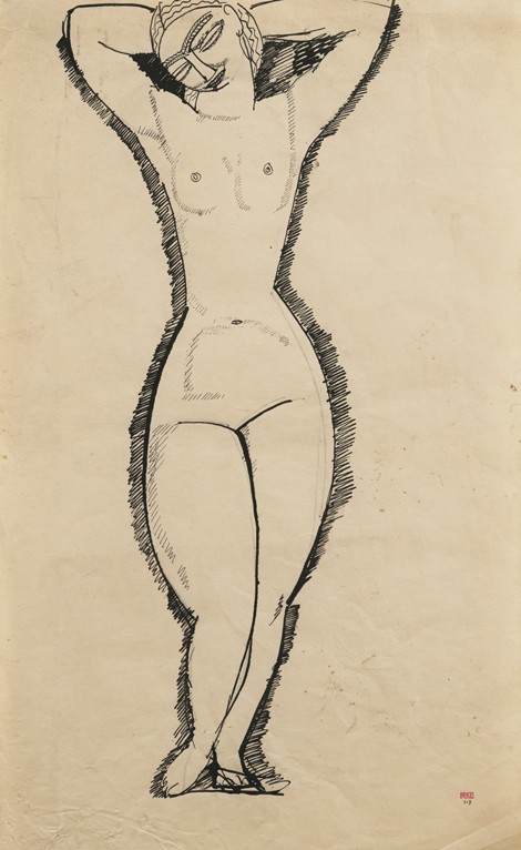 Standing Nude with Raised Arms de Amadeo Modigliani