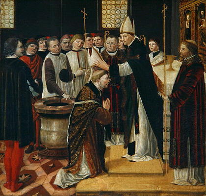 Ordination of St. Augustine (tempera on panel) de Ambrogio da Fossano