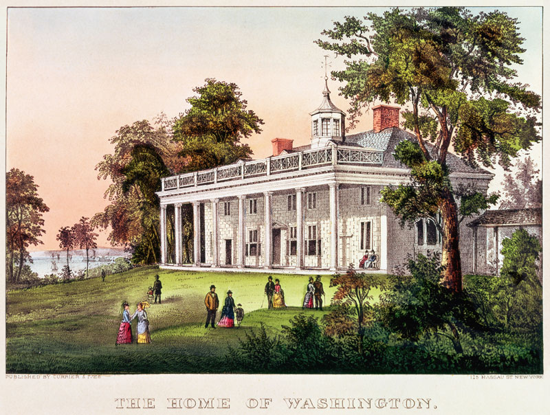 The Home of George Washington, Mount Vernon, Virginia, published Nathaniel Currier (1813-88) and Jam de American School