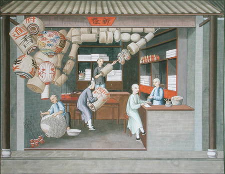 Scene in a Chinese Lantern Shop (w/c & gouache on paper) de American School
