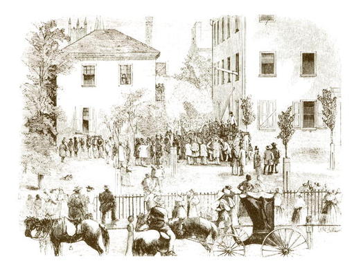 A lynching in Kentucky, 1850s (engraving) (b/w photo) de American School, (19th century)