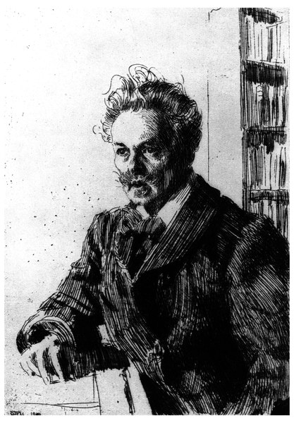 August Strindberg / Etching by Zorn de Anders Leonard Zorn