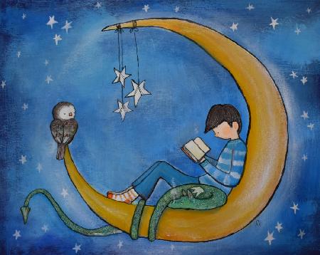 Boyreadingonmoon