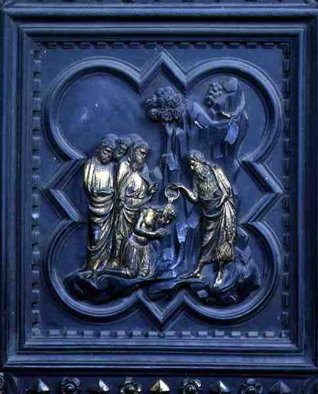 The Baptism of the Disciples, ninth panel of the South Doors of the Baptistery of San Giovanni de Andrea Pisano