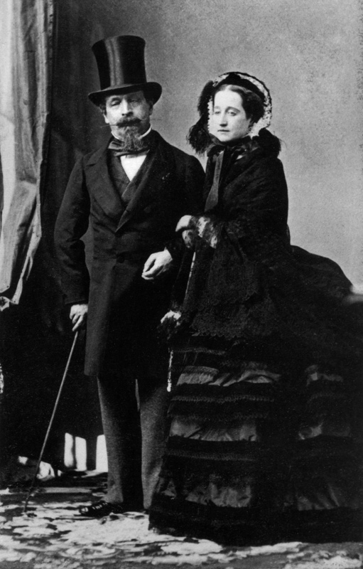 Emperor Napoleon III and Empress Eugenie, c.1865 (sepia photograph) (b/w photo)  de Andre Adolphe Eugene Disderi