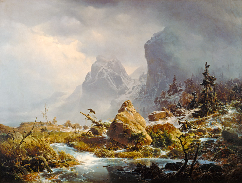 Nordic mountains in winter de Andreas Achenbach