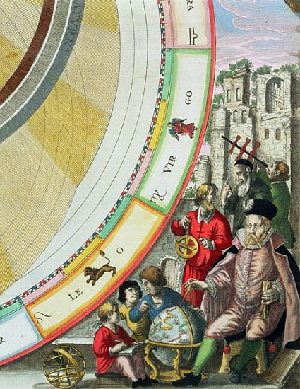 Tycho Brahe (1546-1601), detail from a map showing his system of planetary orbits, from ''The Celest de Andreas Cellarius