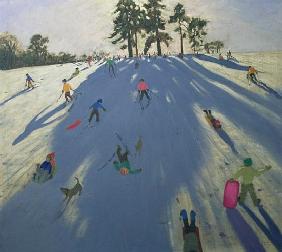 Skiing, Calke Abbey, Derby (oil on canvas) 