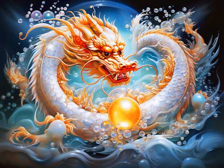 Año del Dragón. Dragón chino de espuma marina. Signo del zodiaco.