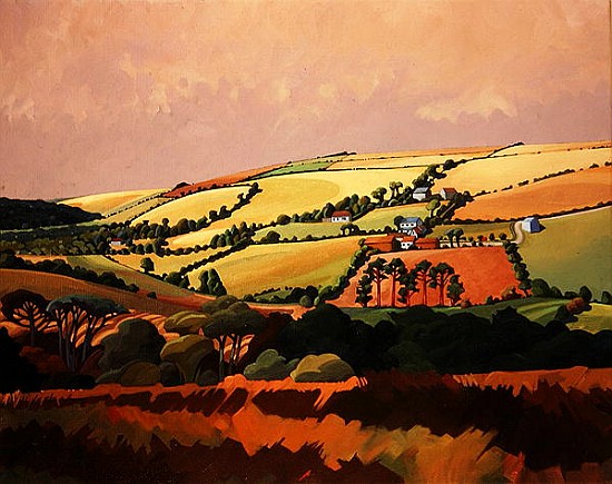 From the train, South Devon, No.1 (oil on canvas)  de Anna  Teasdale