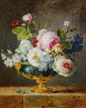 Flowers in a blue vase