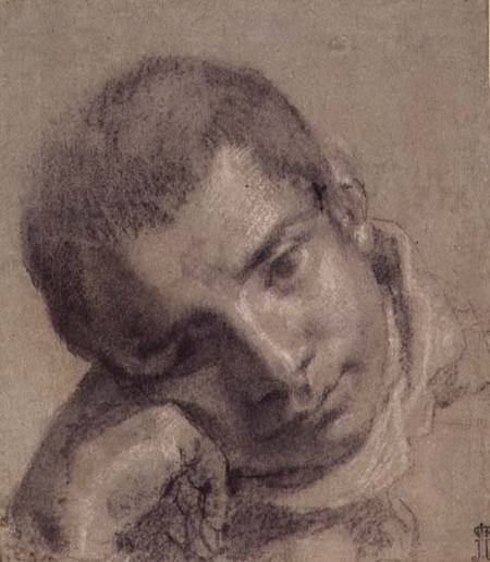 Head of a Youth (charcoal and white chalk) de Annibale Carracci