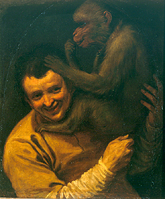 Mann mit lausendem Affen. de Annibale Carracci
