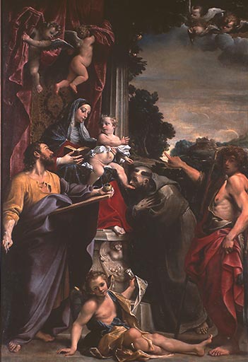 Thronende Madonna mit dem heiligen Matthaeus de Annibale Carracci