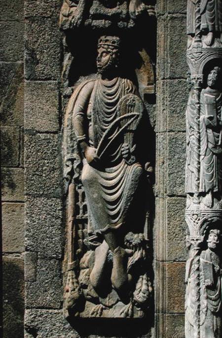 King David, detail from the Portico de las Platerias de Anonym Romanisch