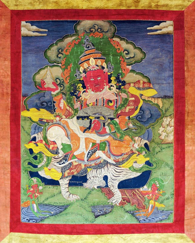 1952/4 Thangka of lokapala Virupakshathe `Protector of the West' de Anonymous