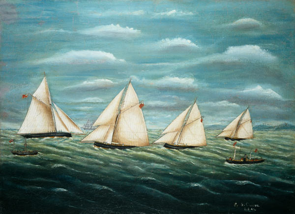 Regatta off the Long Sand Lightship, Primitive School de Anonymous