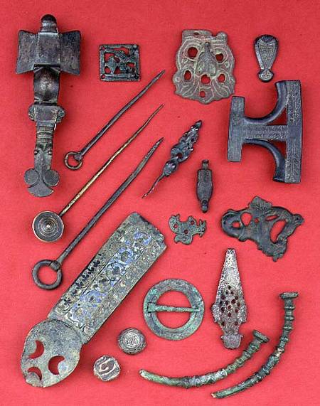 Collection of Anglo-Saxon, Viking and Celtic antiquities including Anglo-Saxon cruciform brooches an de Anonymous