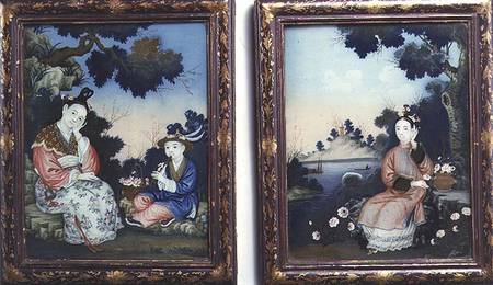 Courtly ladies(from a pair of paintings on glass de Anonymous