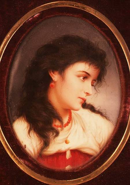 An Oval Continental Plaque of a Young Woman (porcelain) de Anonymous
