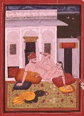 Complicated sexual posture, Bundi, Rajasthan, Rajput School