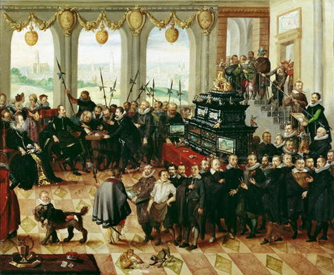 Presentation of the Pomeranian Kunstschrank to Duke Philip II of Pomerania-Stettin (1606-18) in 1617 de Anton Mozart