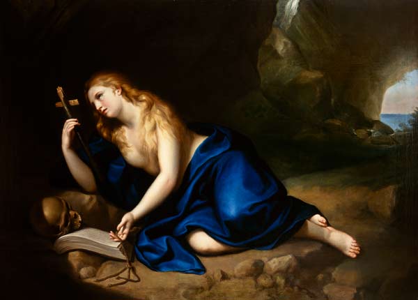 St. Maria Magdalena. - Anton Raffael Mengs en reproducción impresa o copia  al óleo sobre lienzo.