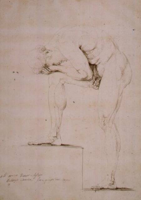 Male Nude Crying (pencil on paper) de Antonio Canova
