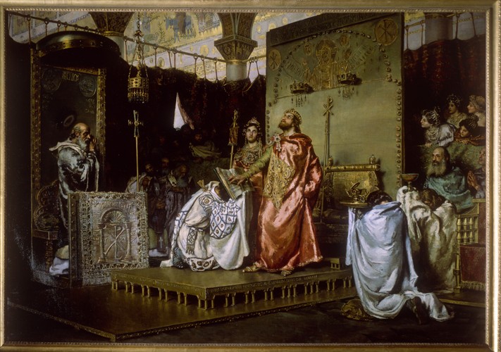 Conversion of Reccared to Catholicism at the Council III of Toledo, 589 de Antonio Munoz Degrain