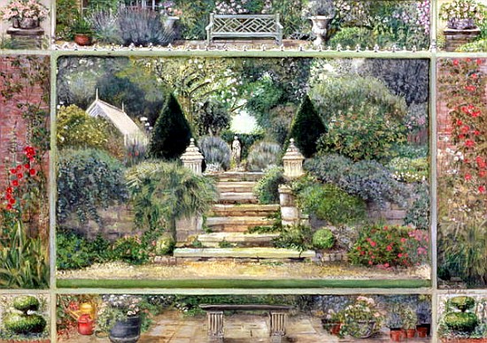 Dulwich Village Garden, 1995 (tempera on board)  de Ariel  Luke