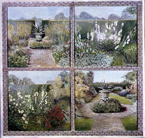 Urn Garden (Glyndebourne) 1998 (tempera on panel)  de Ariel  Luke