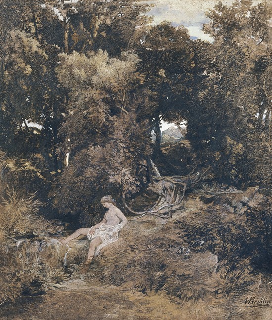 A Nymph at the Fountain (Pan, Chasing a Nymph) de Arnold Böcklin