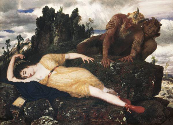 Sleeping Diana Watched by Two Fauns