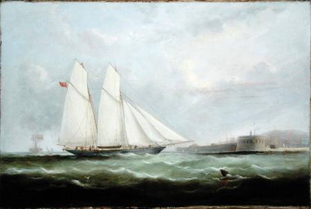 Schooner Yacht 'Esmeralda' Approaching Cherbourg de Arthur Wellington Fowles