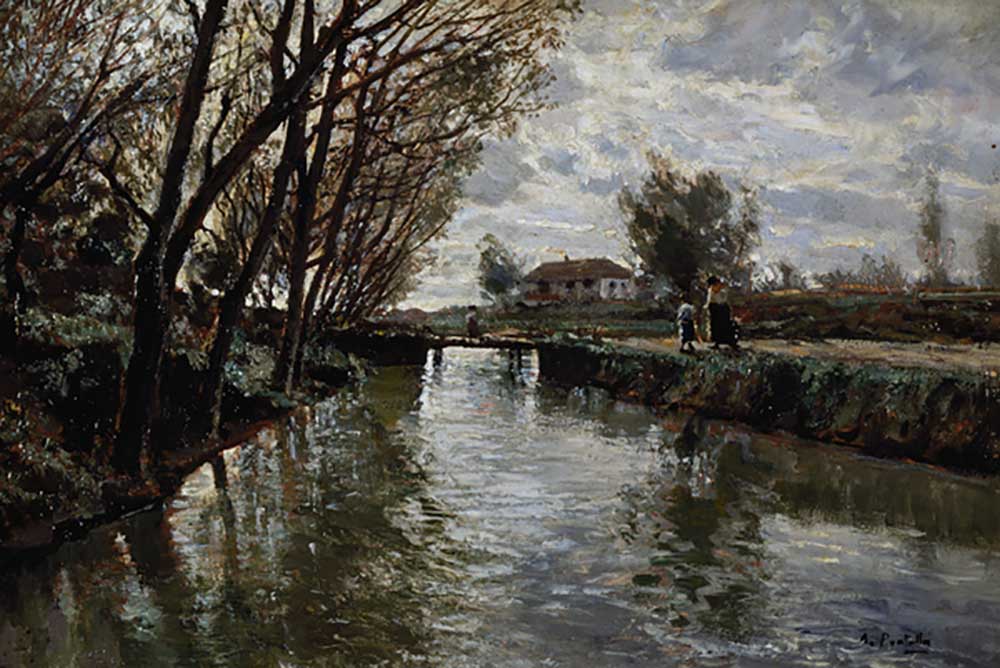 On river bank de Attillo Pratella