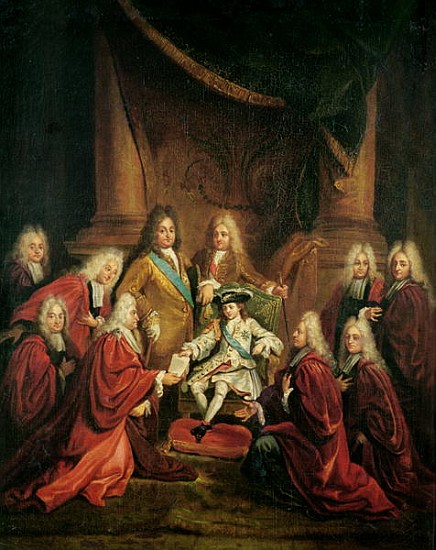 Louis XV (1710-74) Granting Patents of Nobility to the Municipal Body of Paris de (attr. to) the Younger Boulogne Louis de