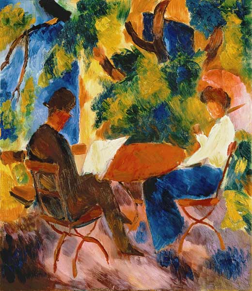 Couple at the garden table de August Macke