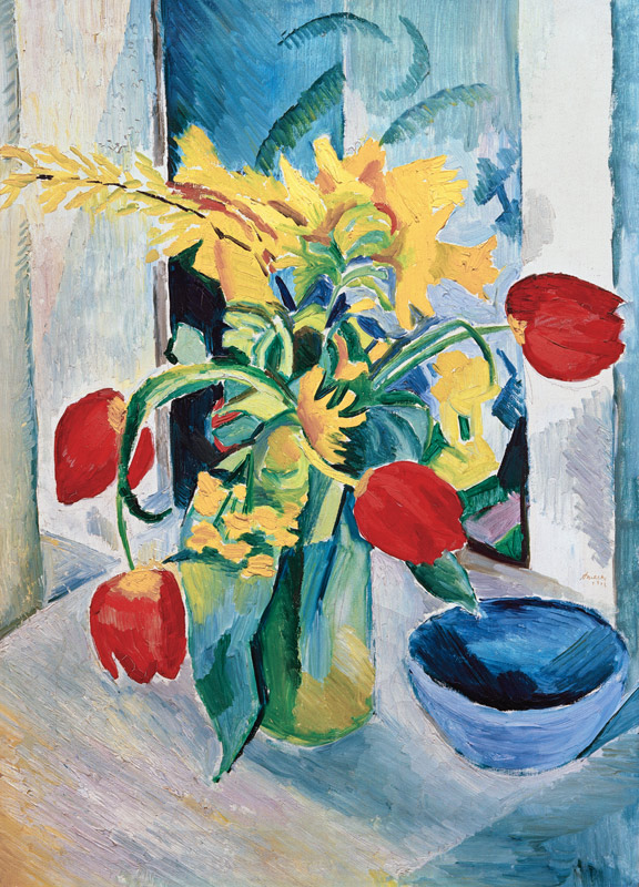 Quiet life with tulips de August Macke