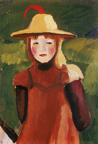 Chica granjera con sombrero de paja de August Macke