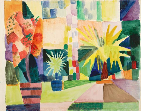 Garden on Lake Thun (Pomegranate Tree and Palm in the Garden) de August Macke