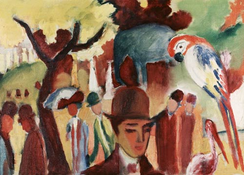 Little zoological garden in brown and yellow. de August Macke