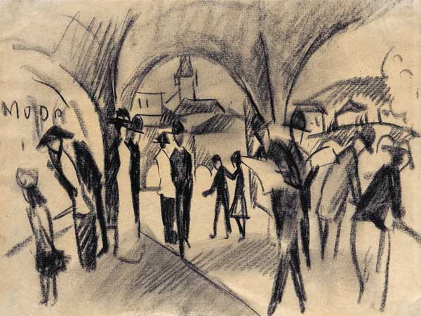 Scene Under the Arcades in Thun de August Macke