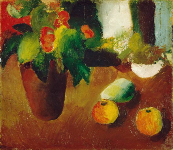 Quiet life with begonia, apples and pear de August Macke