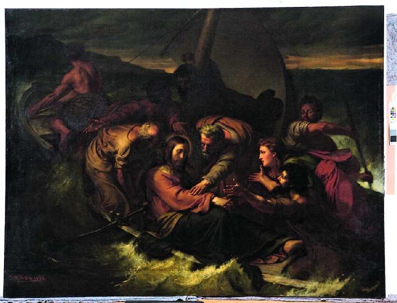 Jesus und die Jünger auf dem stürmischen Meer de August Wilhelm Sohn