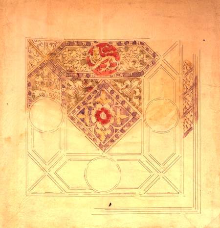 Ceiling design for the Palace of Westminster (pen & ink and w/c on paper) de Augustus Welby Northmore Pugin