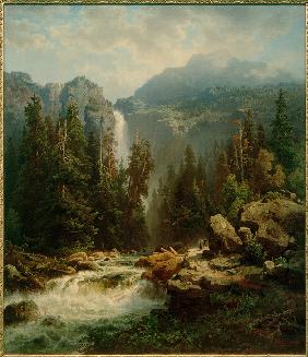 Norwegische Landschaft mit Wasserfall